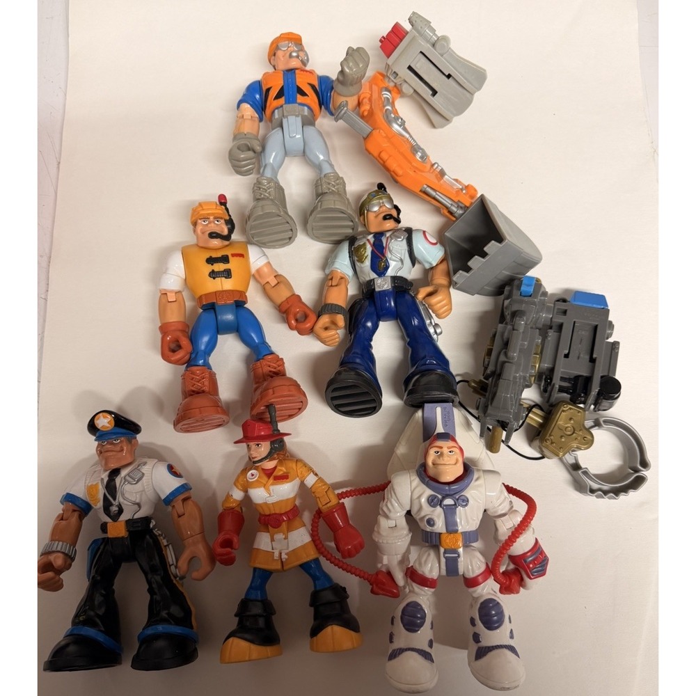 Rescue Heros Vintage Fisher Price Mattel Action Figures Lot of 6 Figures